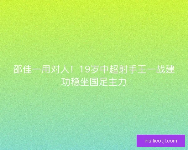 邵佳一用对人！19岁中超射手王一战建功稳坐国足主力